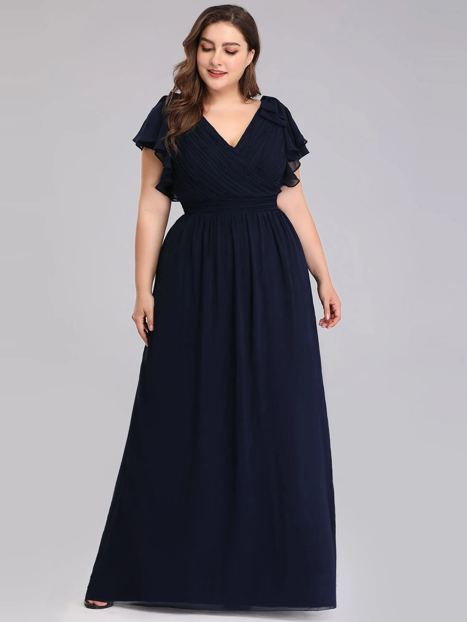 ever AVELYN|Custom Size Elegant Pleated Ruffles Sleeves Chiffon Evening Dress sold by Ever Pretty product image thumbnail 5
