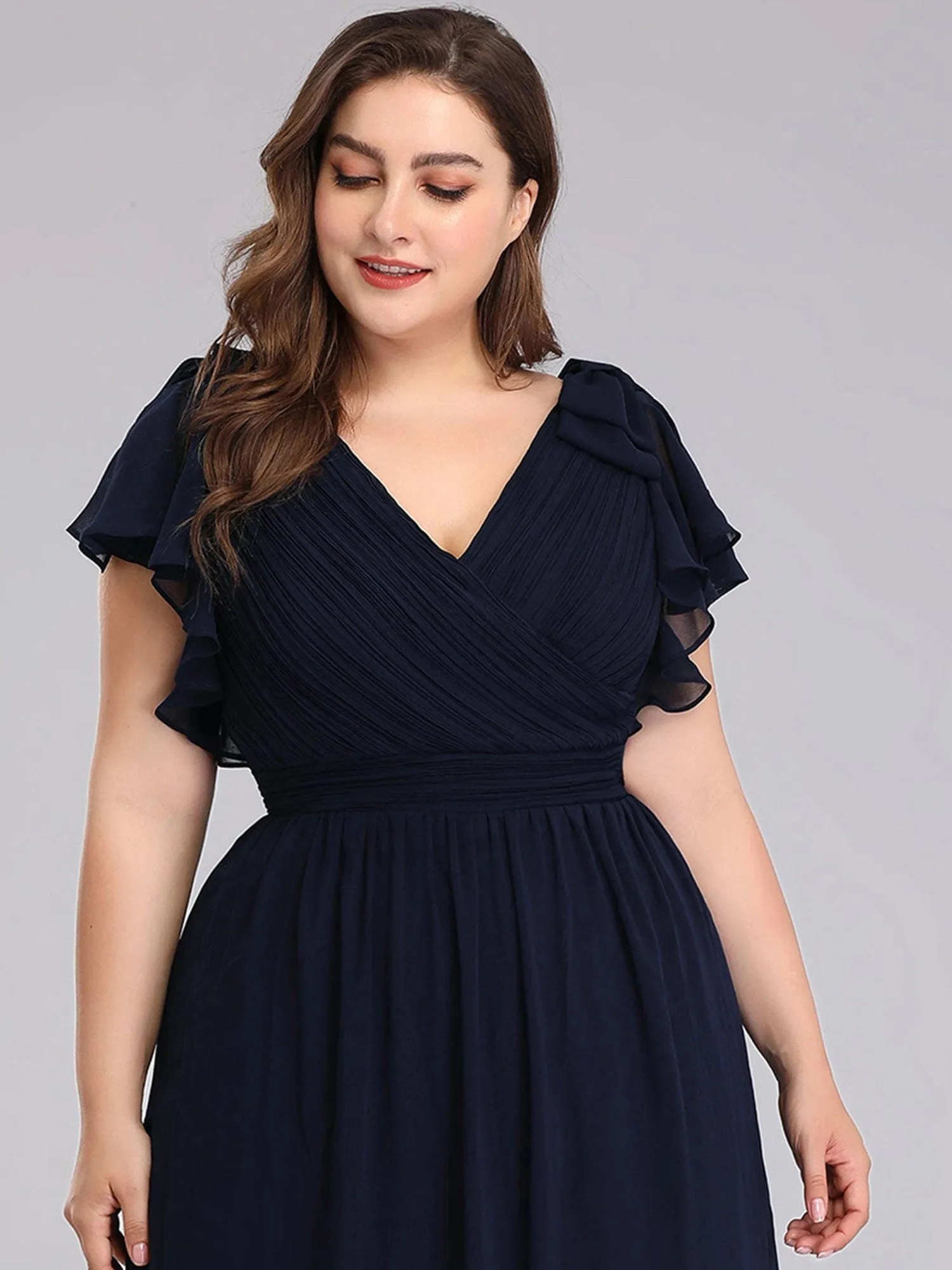 ever AVELYN|Custom Size Elegant Pleated Ruffles Sleeves Chiffon Evening Dress sold by Ever Pretty product image thumbnail 3