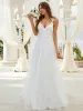Double V Neck Lace Bodice Open Back Tulle Wedding Dress sold by Ever Pretty