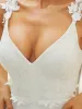 Double V Neck Lace Bodice Open Back Tulle Wedding Dress sold by Ever Pretty