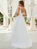 Double V Neck Lace Bodice Open Back Tulle Wedding Dress sold by Ever Pretty