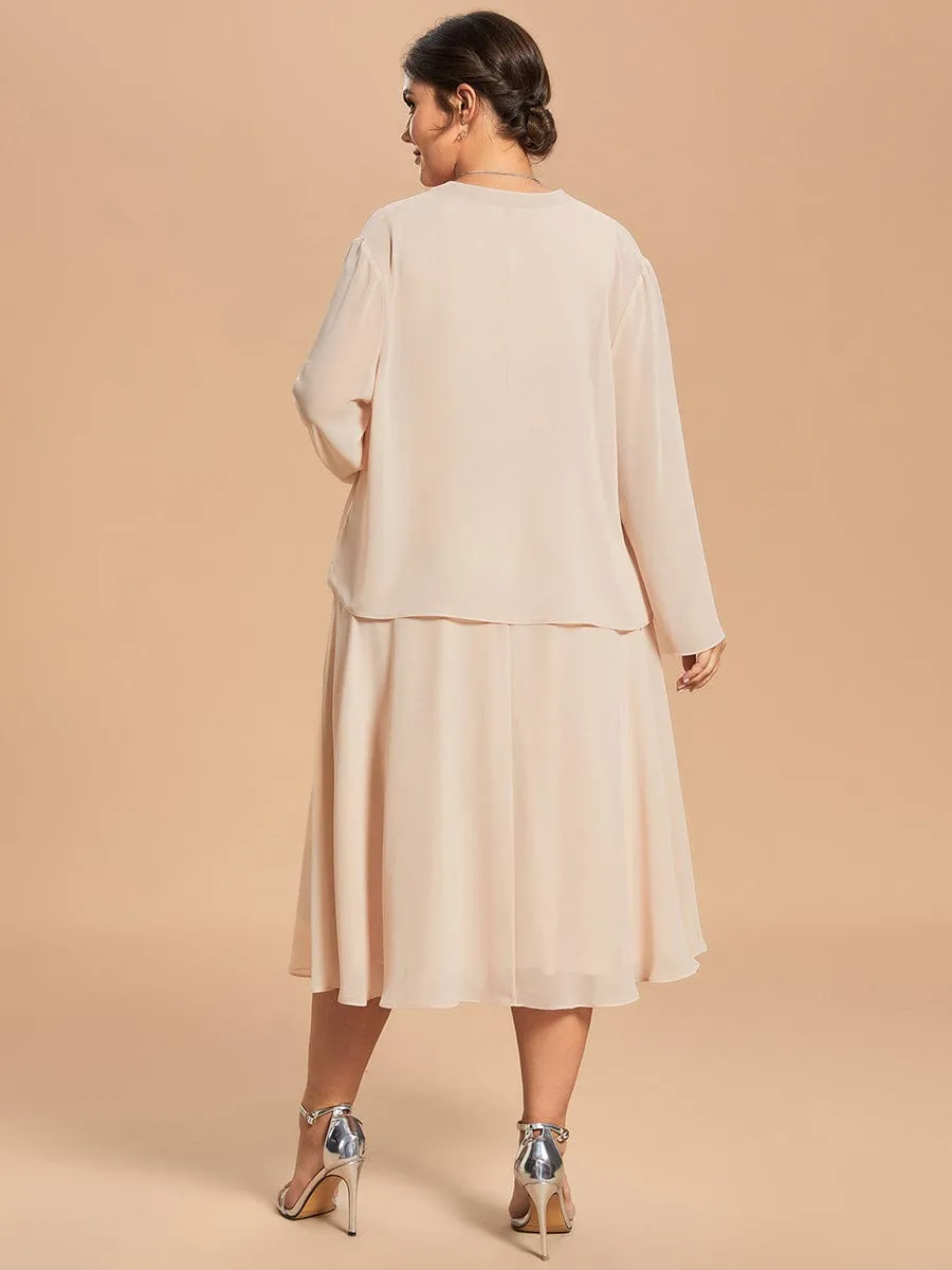 Custom Size Chiffon Two-Piece A-Line Mother of the Bride Dress with Long Sleeves Top sold by Ever Pretty product image thumbnail 3