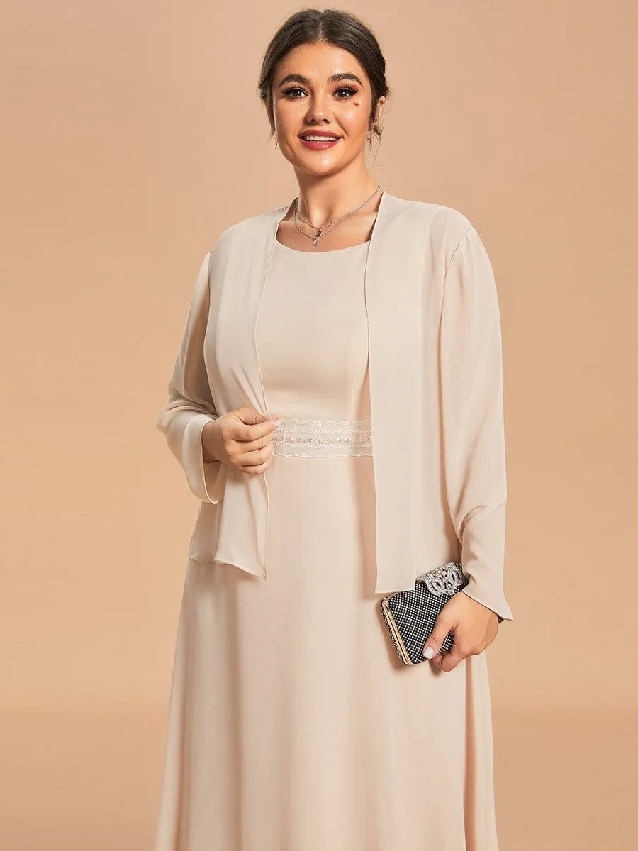 Custom Size Chiffon Two-Piece A-Line Mother of the Bride Dress with Long Sleeves Top sold by Ever Pretty product image thumbnail 5