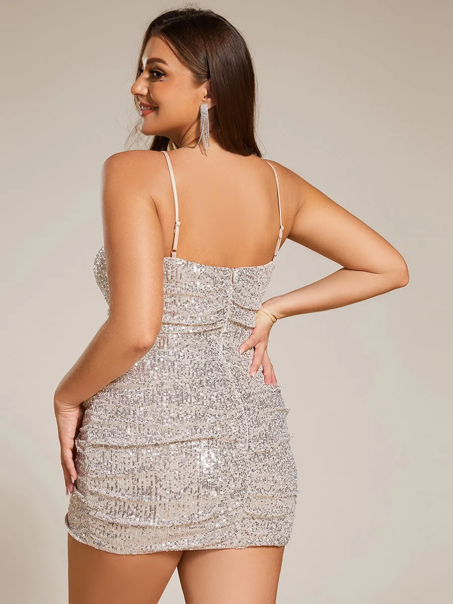 pretty JESSY|Plus Size Sparkle Spaghetti Strap Sequin Bodycon Mini Homecoming Dress sold by Ever Pretty product image thumbnail 2