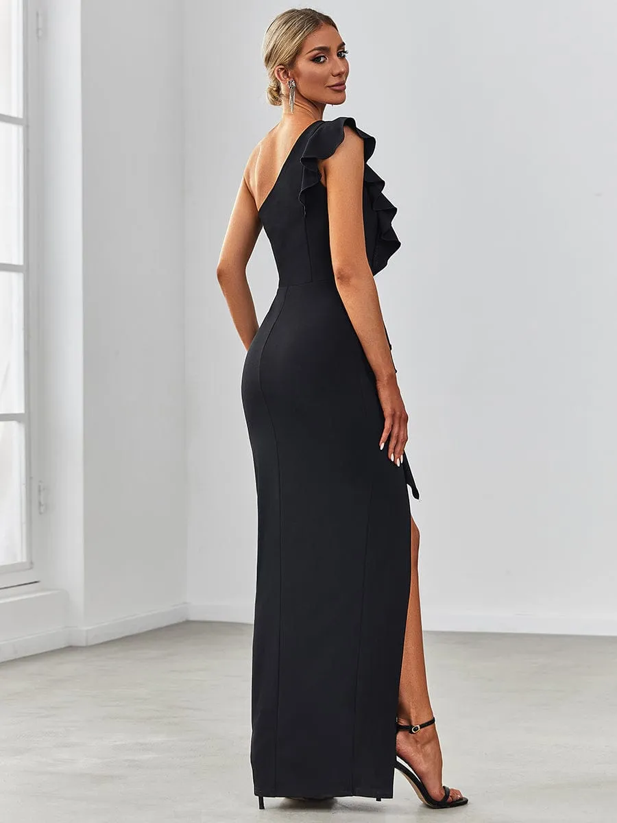 Ruffled One Shoulder Bodycon High Slit Formal Dress sold by Ever Pretty product image thumbnail 4