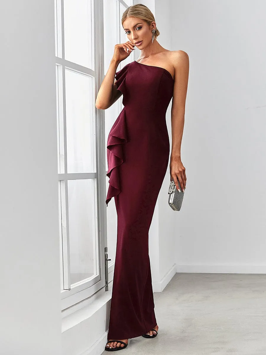 Ruffled One Shoulder Bodycon High Slit Formal Dress sold by Ever Pretty product image thumbnail 5