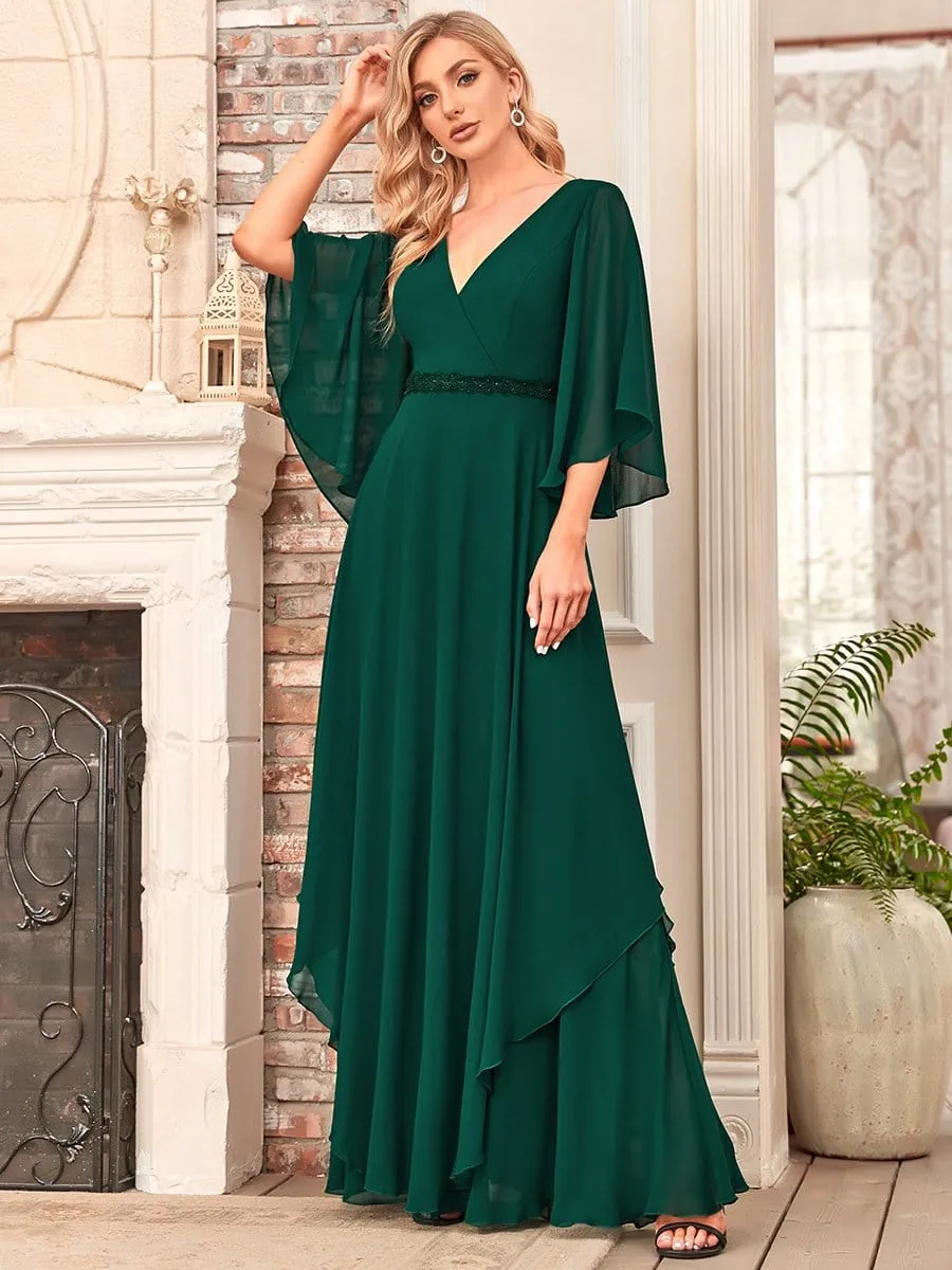 Elegant V-Neck Ruffle Sleeve Mother of the Bride Dress sold by Ever Pretty product image thumbnail 2