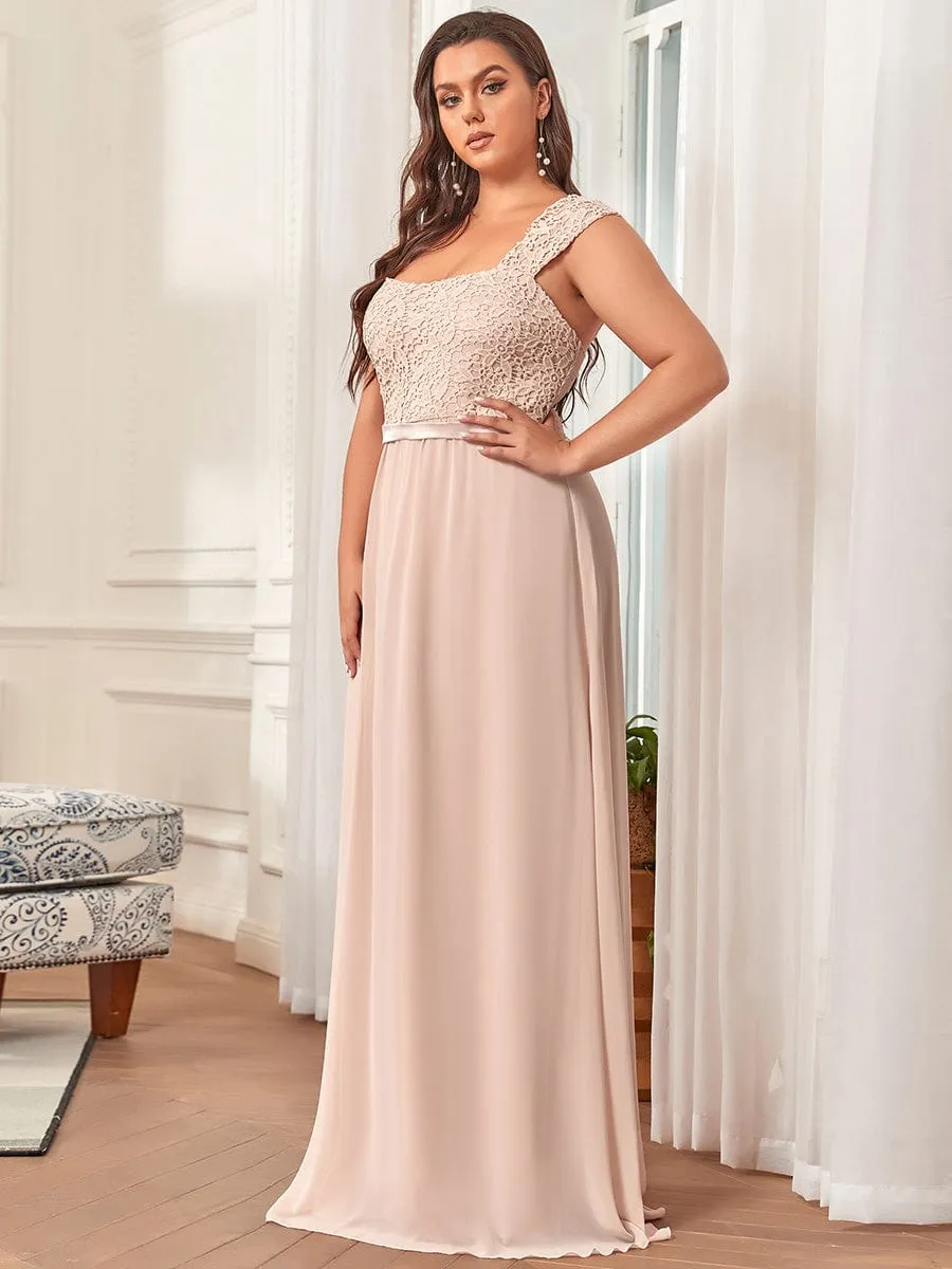 Custom Size Elegant A Line Long Chiffon Bridesmaid Dress With Lace Bodice sold by Ever Pretty product image thumbnail 4