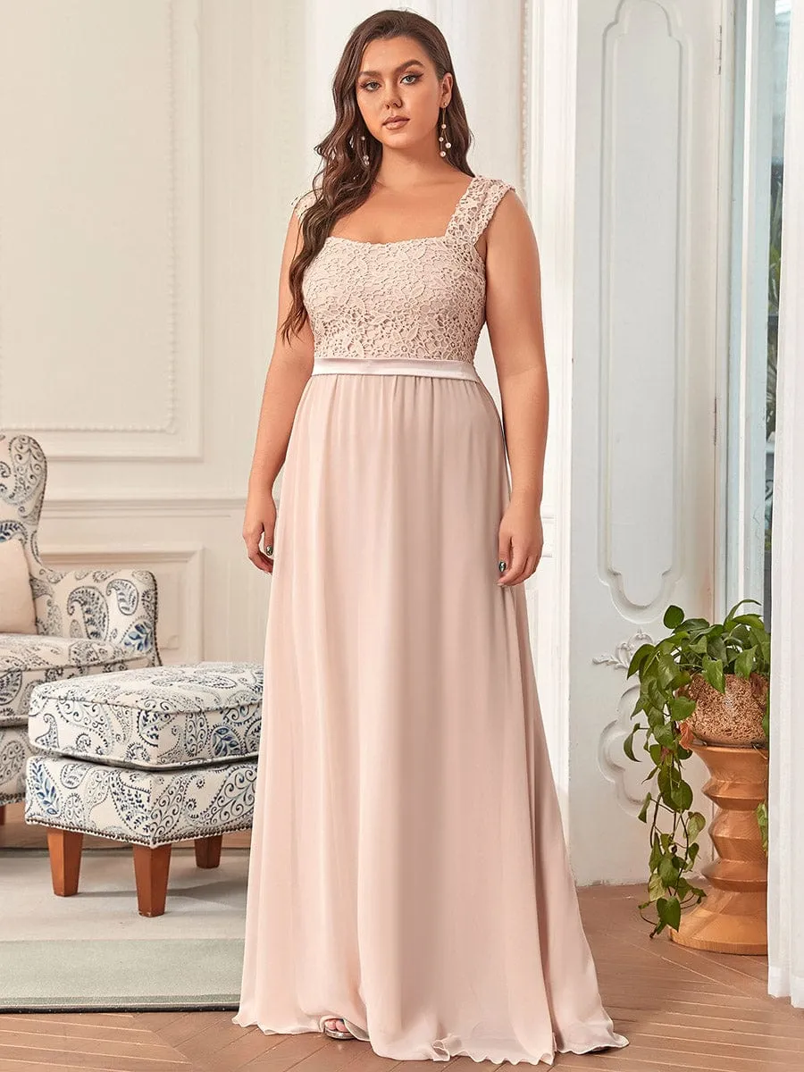 Custom Size Elegant A Line Long Chiffon Bridesmaid Dress With Lace Bodice sold by Ever Pretty