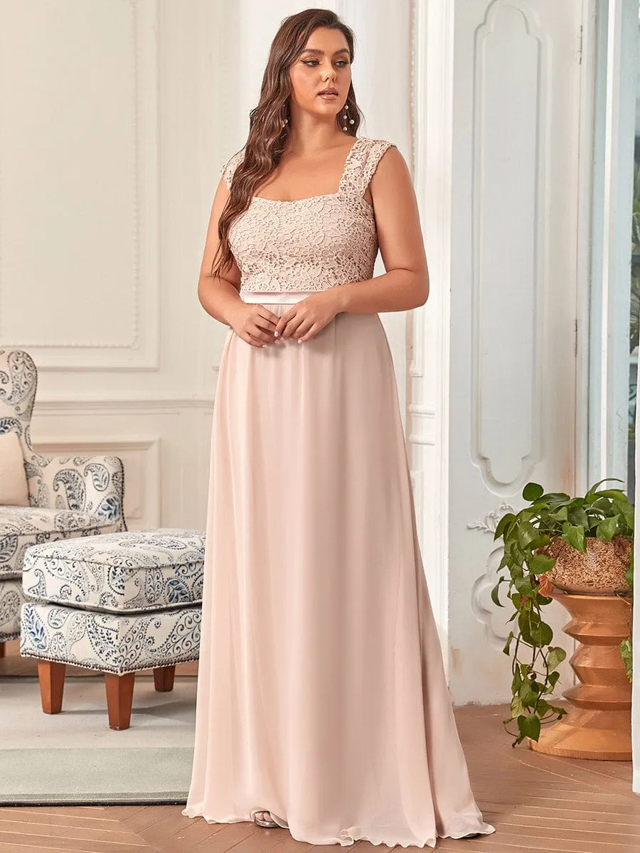 Custom Size Elegant A Line Long Chiffon Bridesmaid Dress With Lace Bodice sold by Ever Pretty product image thumbnail 5
