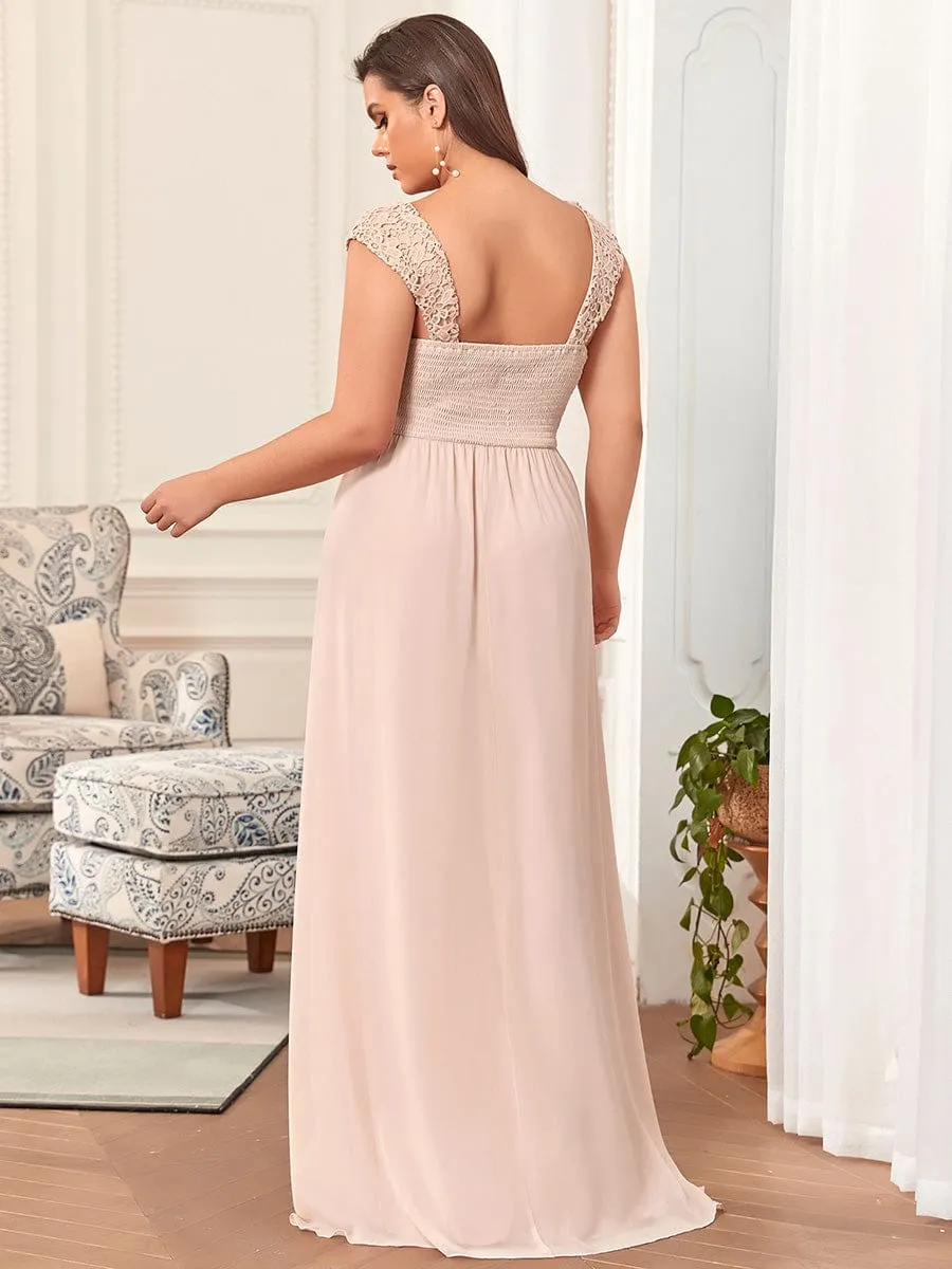 Custom Size Elegant A Line Long Chiffon Bridesmaid Dress With Lace Bodice sold by Ever Pretty product image thumbnail 2
