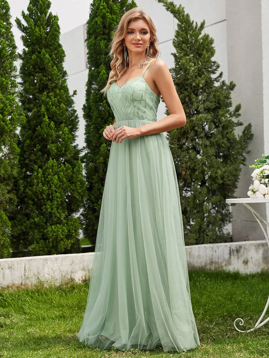 ever LOGAN|Paillette A-Line Tulle Bridesmaid Dress with Cross-Back Straps sold by Ever Pretty product image thumbnail 3