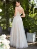 Lace V-Neck Spaghetti Strap Empire Waist Tulle Wedding Dress sold by Ever Pretty