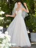 Lace V-Neck Spaghetti Strap Empire Waist Tulle Wedding Dress sold by Ever Pretty