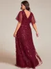 pretty ALIX|Plus Size Short Sleeves Sequin High Low V-Neck Midi Formal Evening Dress sold by Ever Pretty