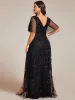 pretty ALIX|Plus Size Short Sleeves Sequin High Low V-Neck Midi Formal Evening Dress sold by Ever Pretty