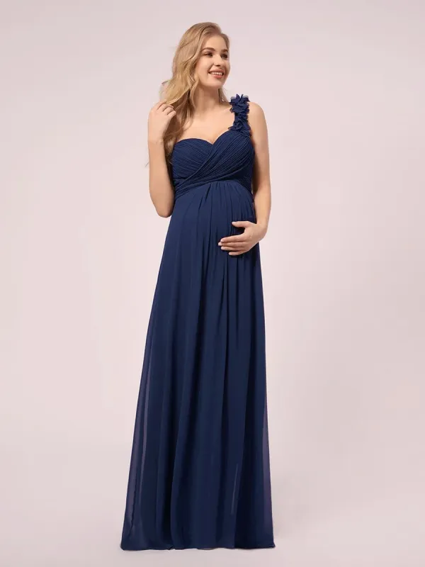 Maxi Long Flower One Shoulder Maternity Dress sold by Ever Pretty