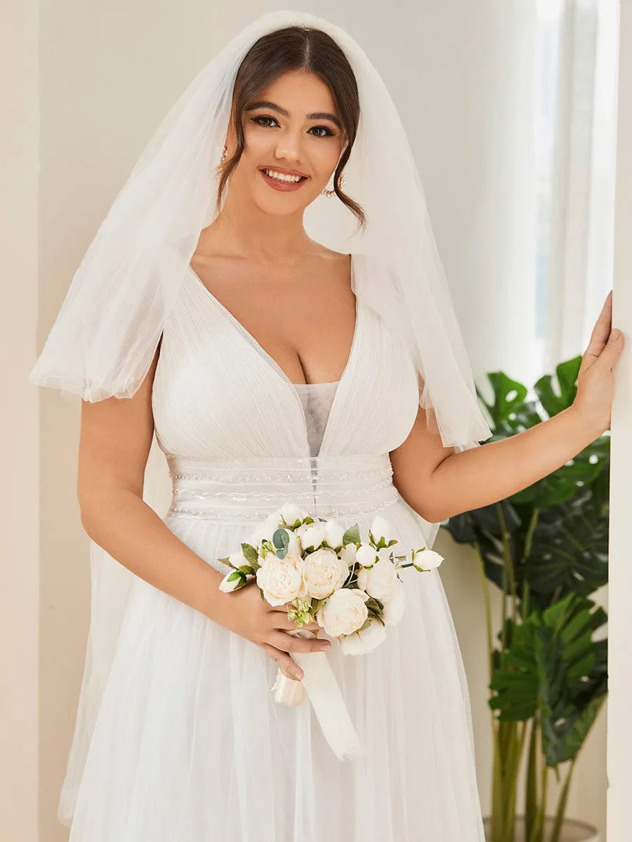 Plus Size Empire Waist Sleeveless Lace Sheer A-Line Wedding Dress sold by Ever Pretty product image thumbnail 3