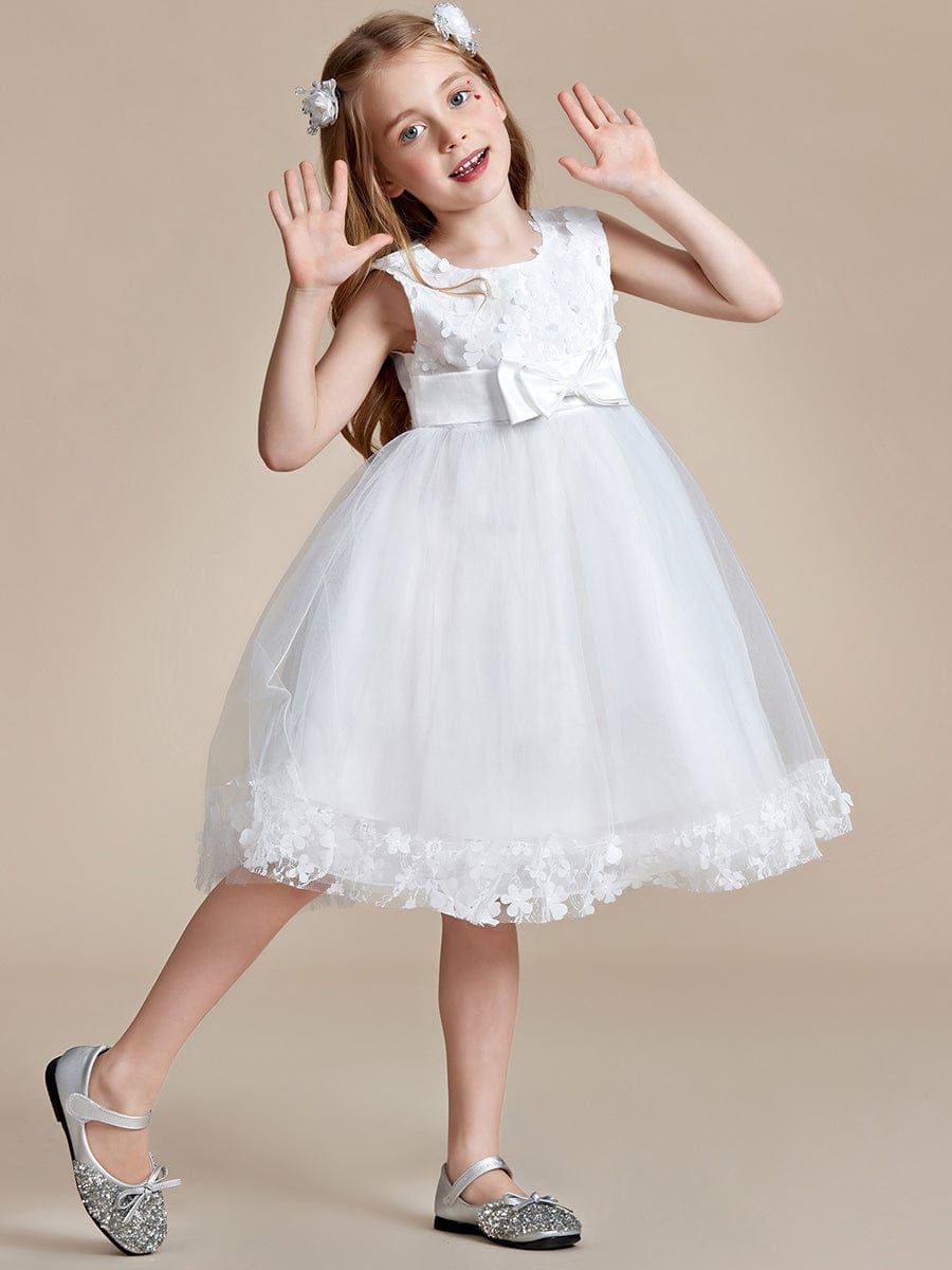 Flower Adorned Sheer Flower Girl Dress with Butterfly Bows sold by Ever Pretty product image thumbnail 3