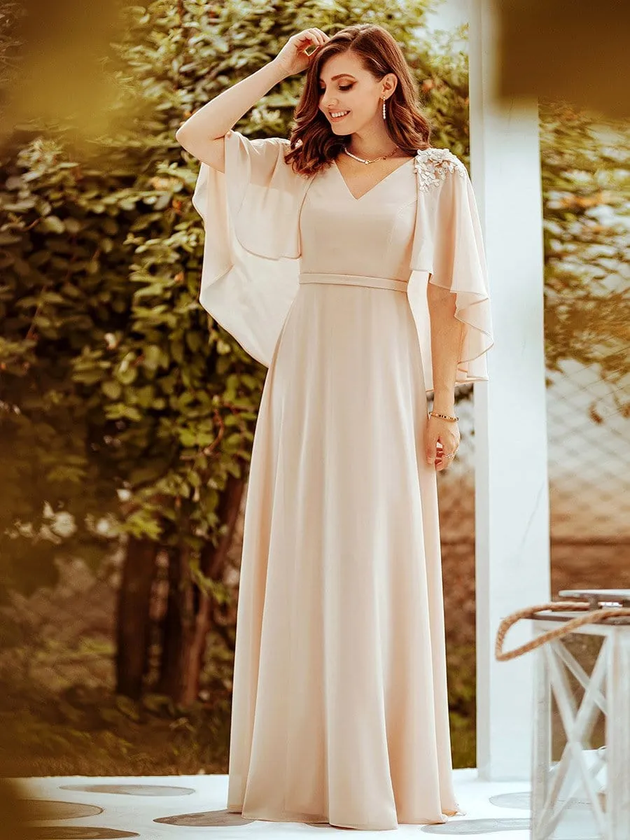 Elegant V Neck Flowy Chiffon Bridesmaid Dresses with Wraps sold by Ever Pretty product image thumbnail 5