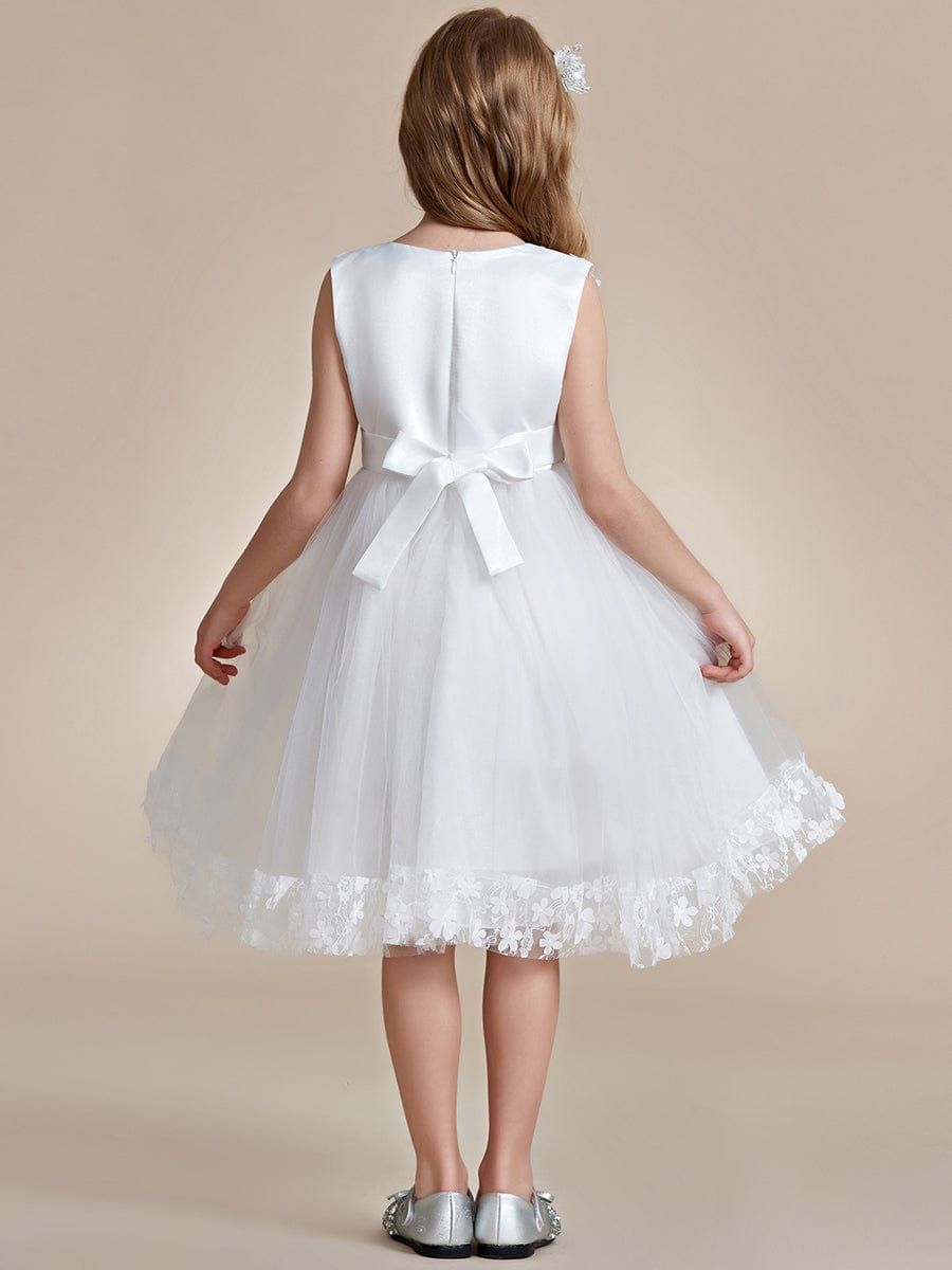 Flower Adorned Sheer Flower Girl Dress with Butterfly Bows sold by Ever Pretty product image thumbnail 2