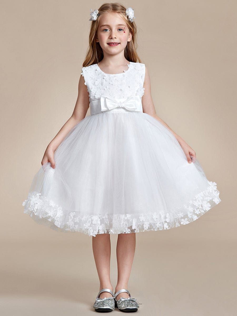 Flower Adorned Sheer Flower Girl Dress with Butterfly Bows sold by Ever Pretty product image thumbnail 5