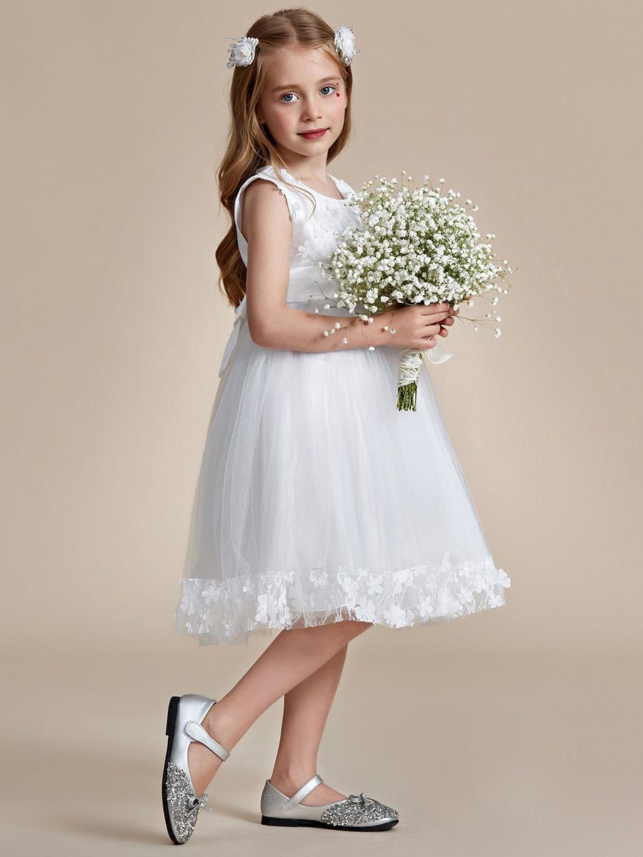 Flower Adorned Sheer Flower Girl Dress with Butterfly Bows sold by Ever Pretty product image thumbnail 4