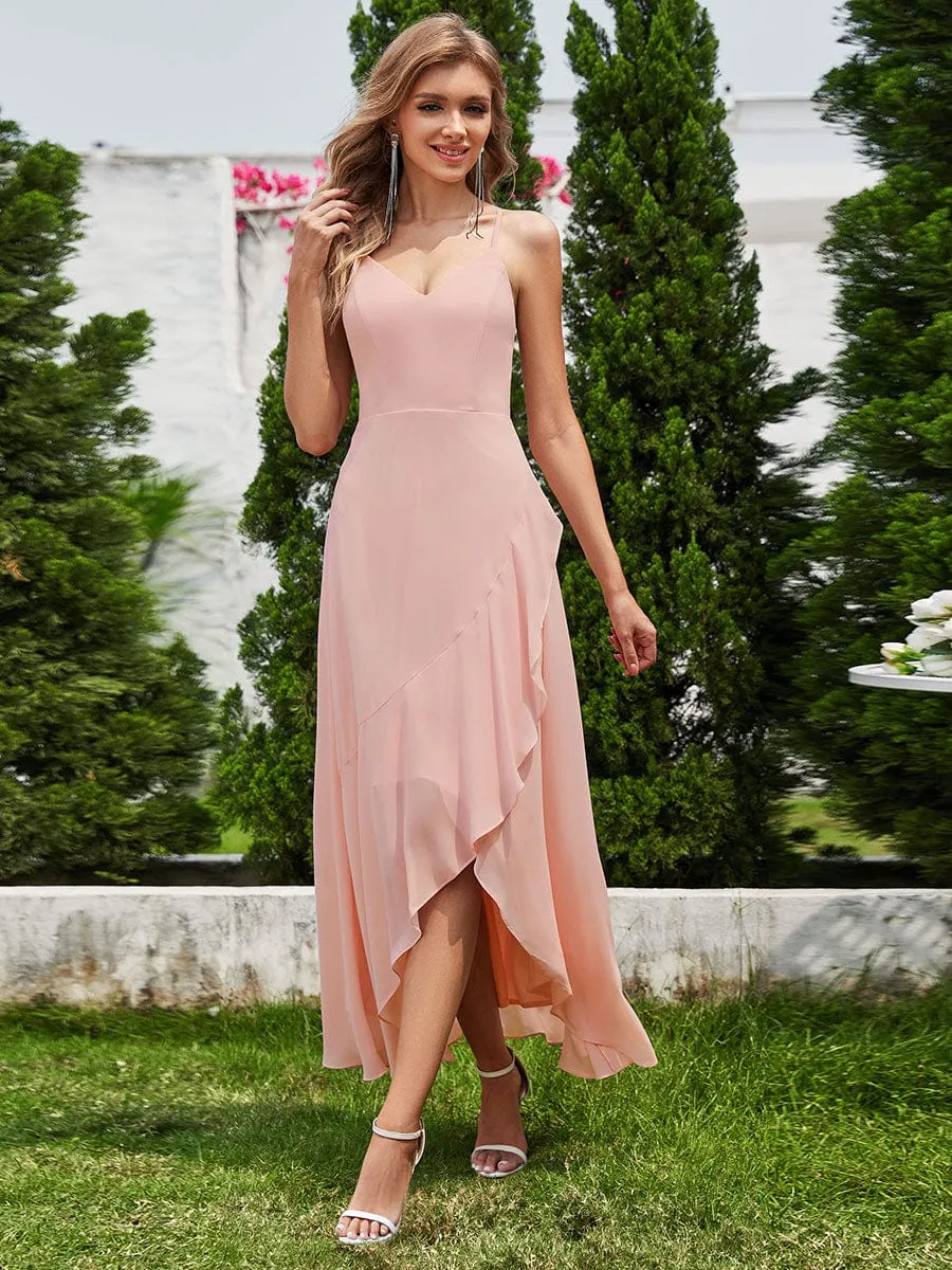ever QUINCEY|Charming Sleeveless Chiffon Lotus Leaf Bridesmaid Dress with V-Neck sold by Ever Pretty