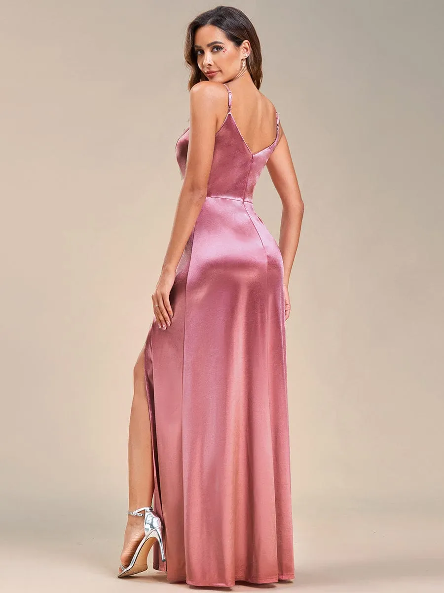 Spaghetti Straps High Stretch V-Neck Sleeveless Satin Evening Dress sold by Ever Pretty product image thumbnail 2