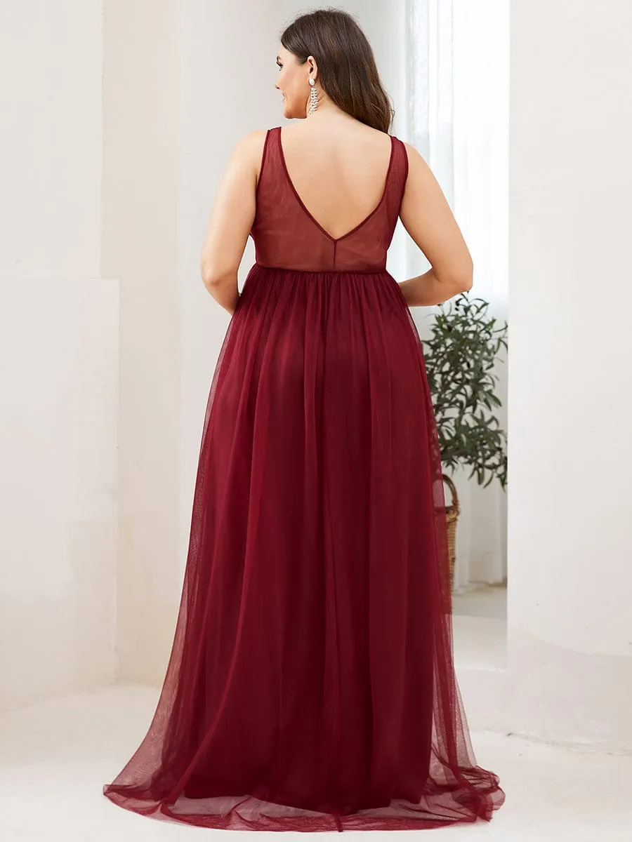 Plus Size Double V-Neck Lace Bodice Long Flowy Maternity Dress sold by Ever Pretty product image thumbnail 2