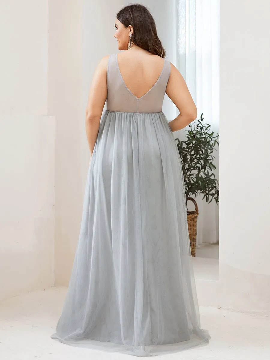 Plus Size Double V-Neck Lace Bodice Long Flowy Maternity Dress sold by Ever Pretty product image thumbnail 5