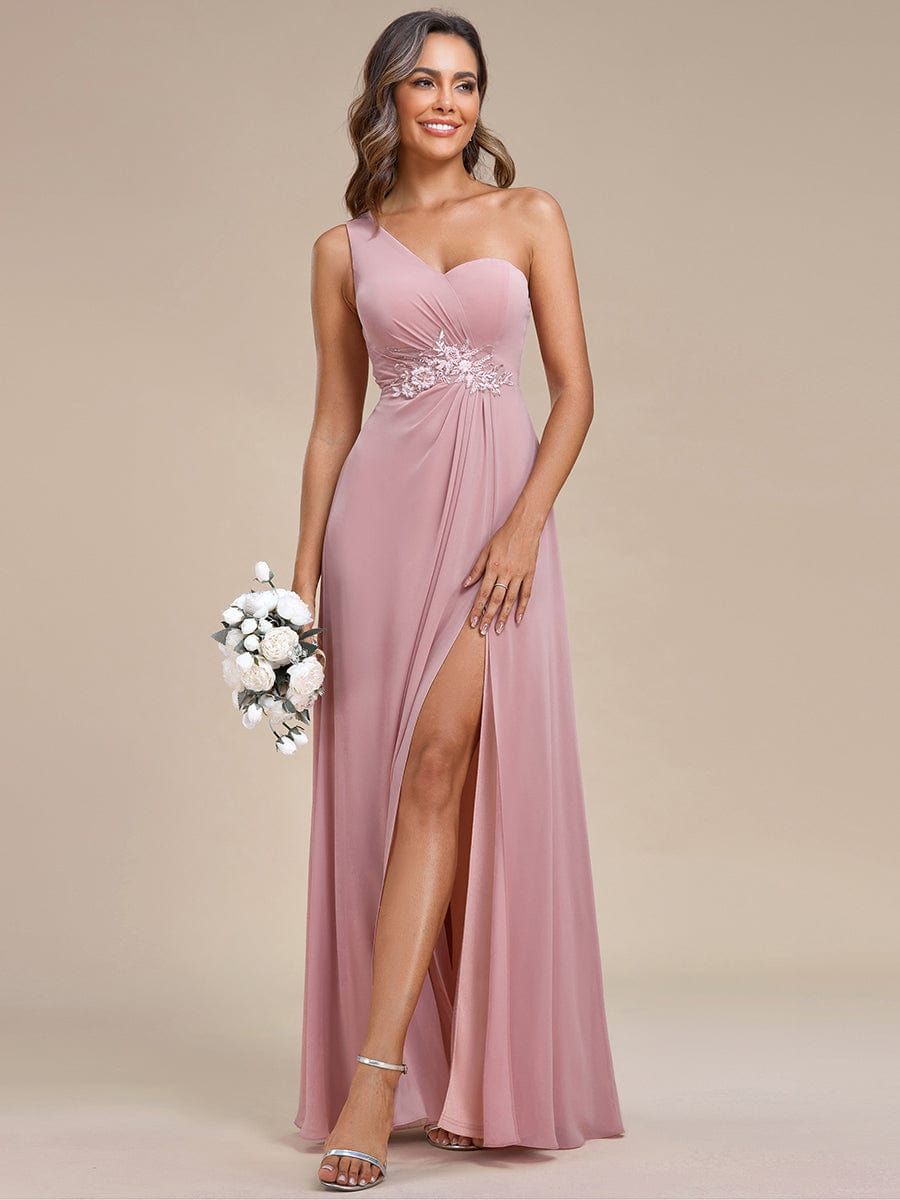 Waist Applique One-Shoulder A-Line Bridesmaid Dress with High Slit sold by Ever Pretty product image thumbnail 4
