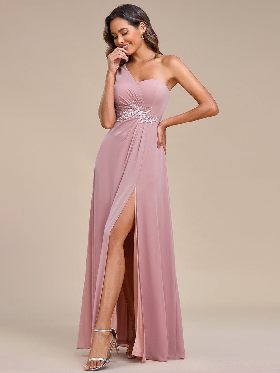 Waist Applique One-Shoulder A-Line Bridesmaid Dress with High Slit sold by Ever Pretty product image thumbnail 5