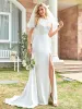 Sleeveless Floral Lace High Neck Side Slit Casual Wedding Dress sold by Ever Pretty