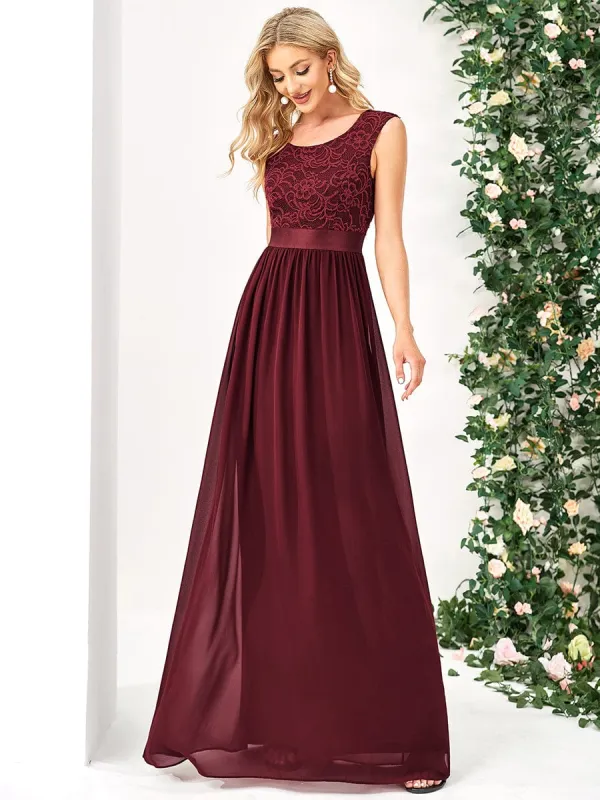 Classic Round Neck V Back Lace Bodice Bridesmaid Dress sold by Ever Pretty