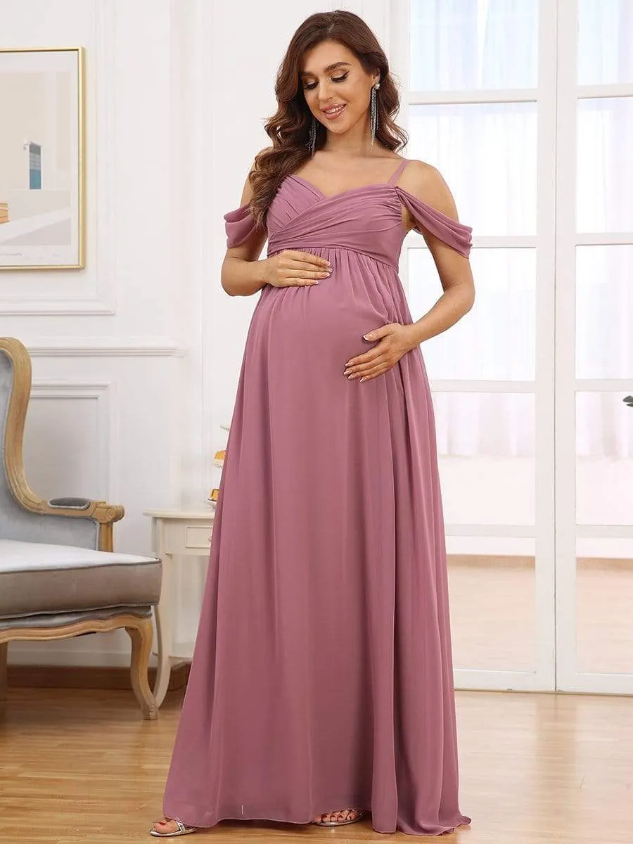 Off-Shoulder Spaghetti Strap A-Line Maternity Dress sold by Ever Pretty