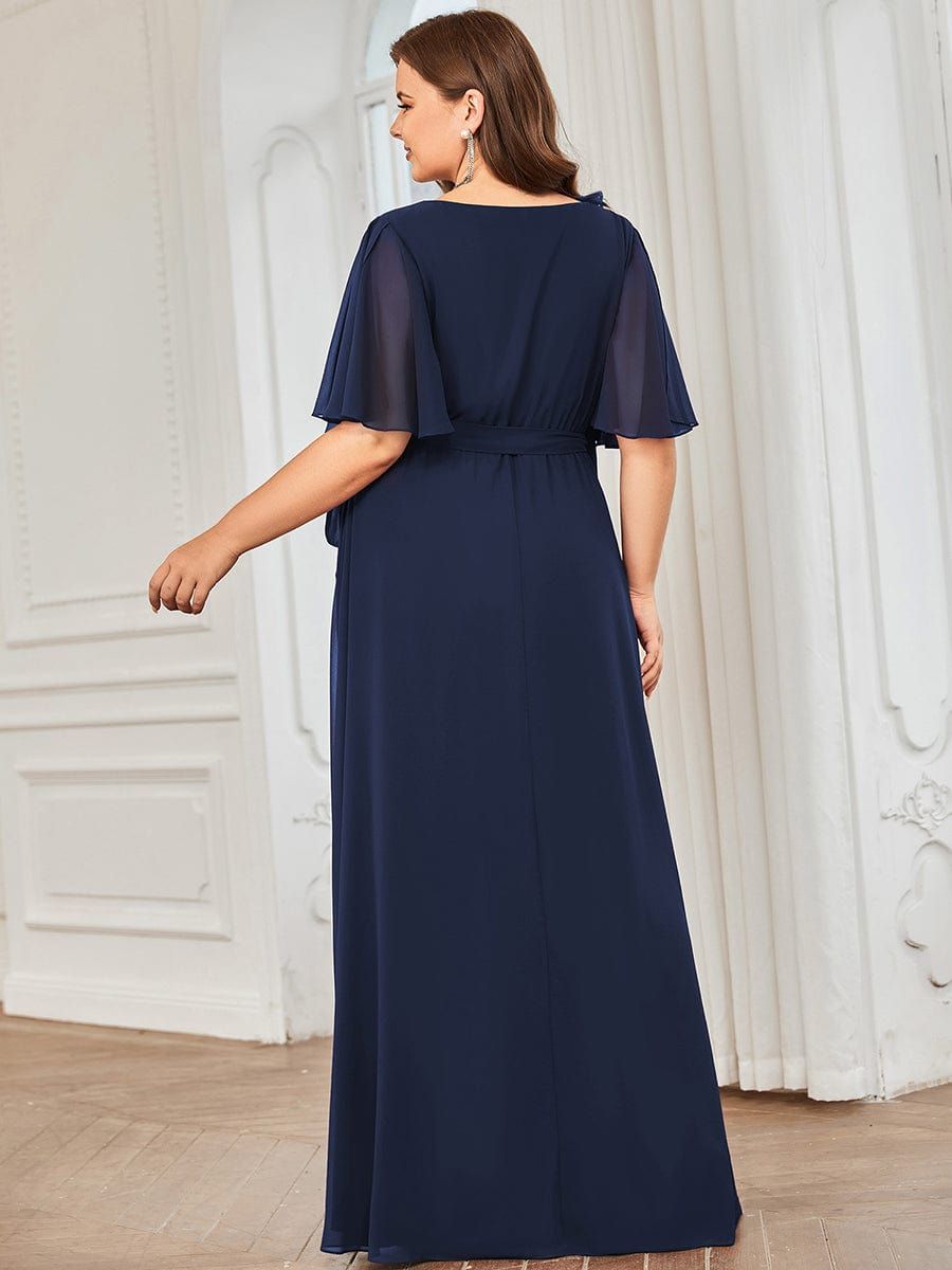 Plus Size Chiffon High Slit Tie Waist Evening Dress sold by Ever Pretty product image thumbnail 2