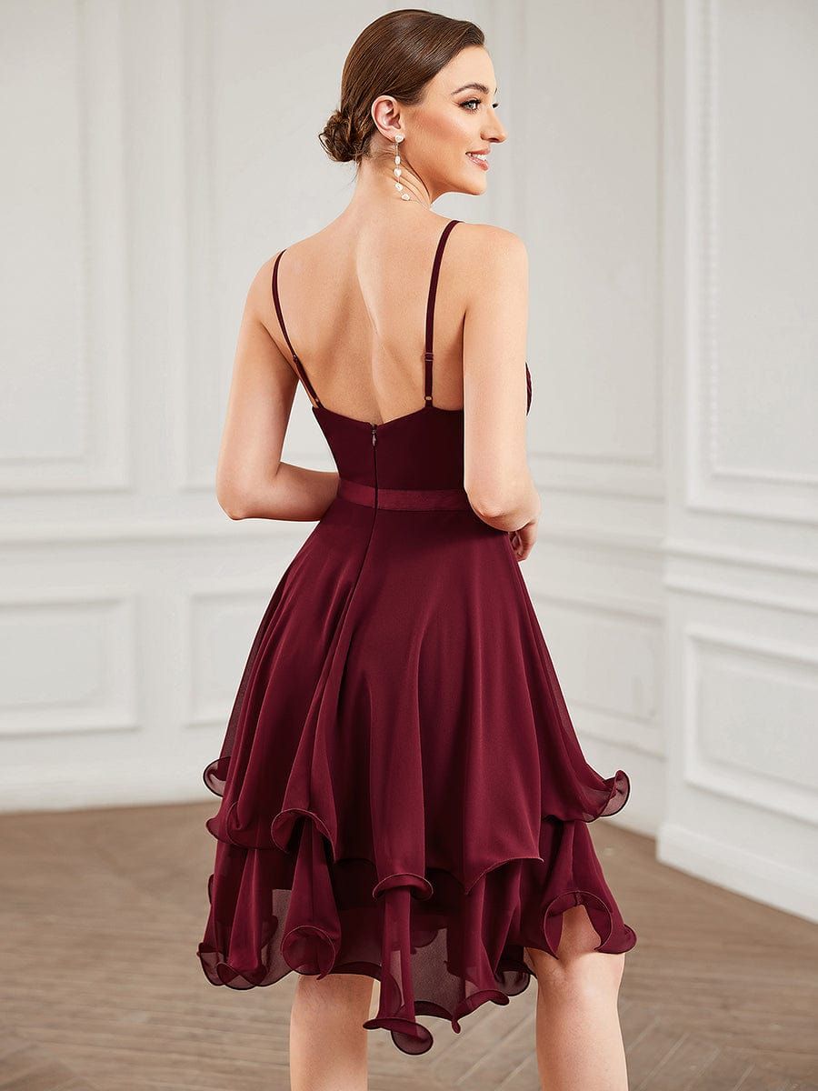 Chiffon Spaghetti Strap Ruffle Knee-Length Ruffled Bridesmaid Dress sold by Ever Pretty product image thumbnail 2