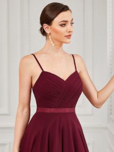 Chiffon Spaghetti Strap Ruffle Knee-Length Ruffled Bridesmaid Dress sold by Ever Pretty
