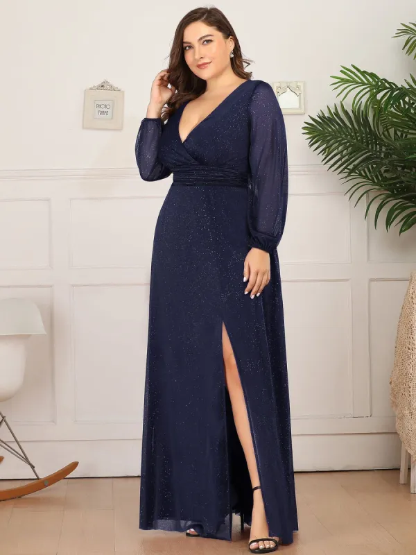 Plus Size Long Sleeve Sequin Formal Evening Wear sold by Ever Pretty
