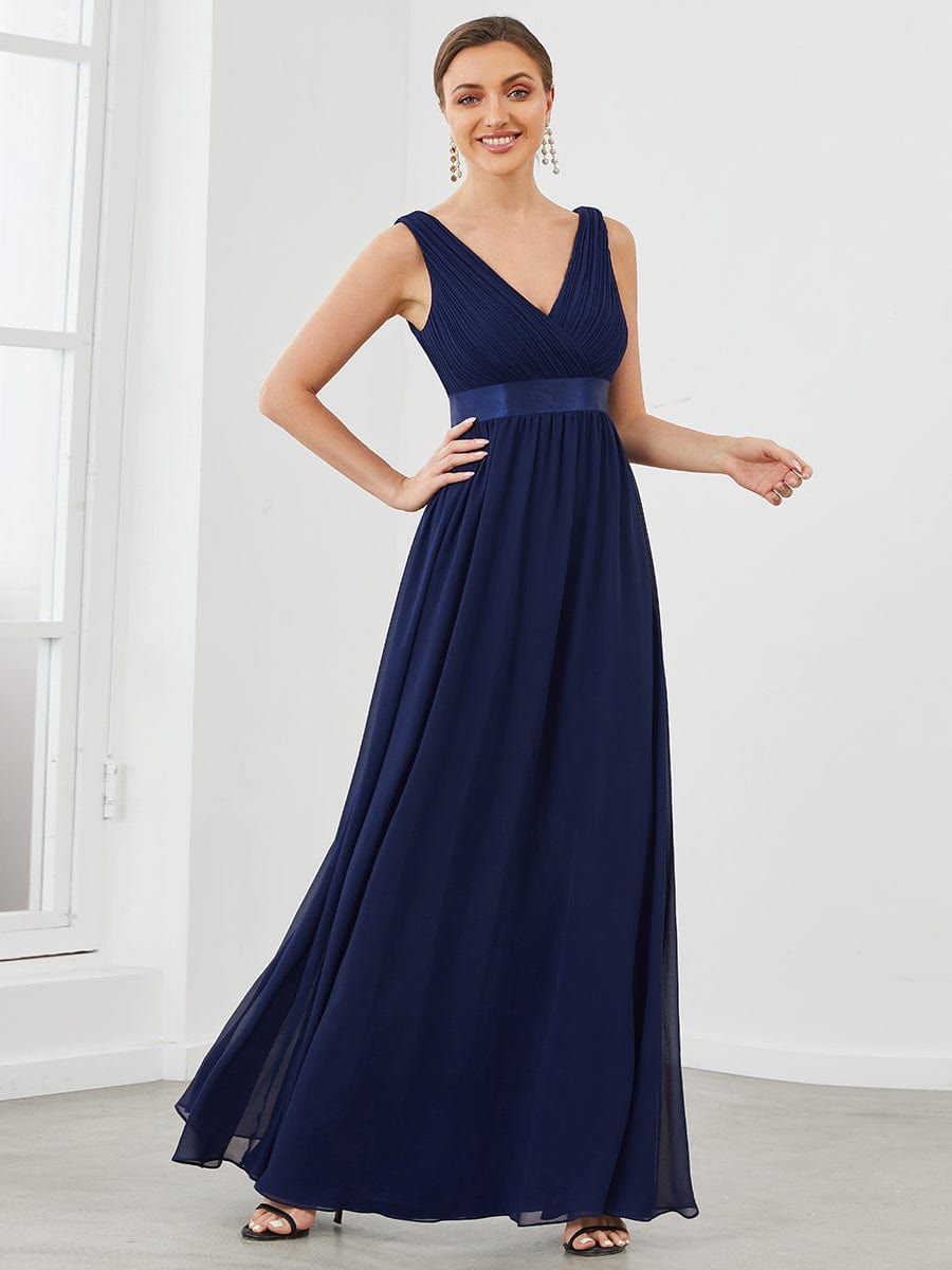Sleeveless Satin Waist Chiffon A-Line Evening Dress sold by Ever Pretty