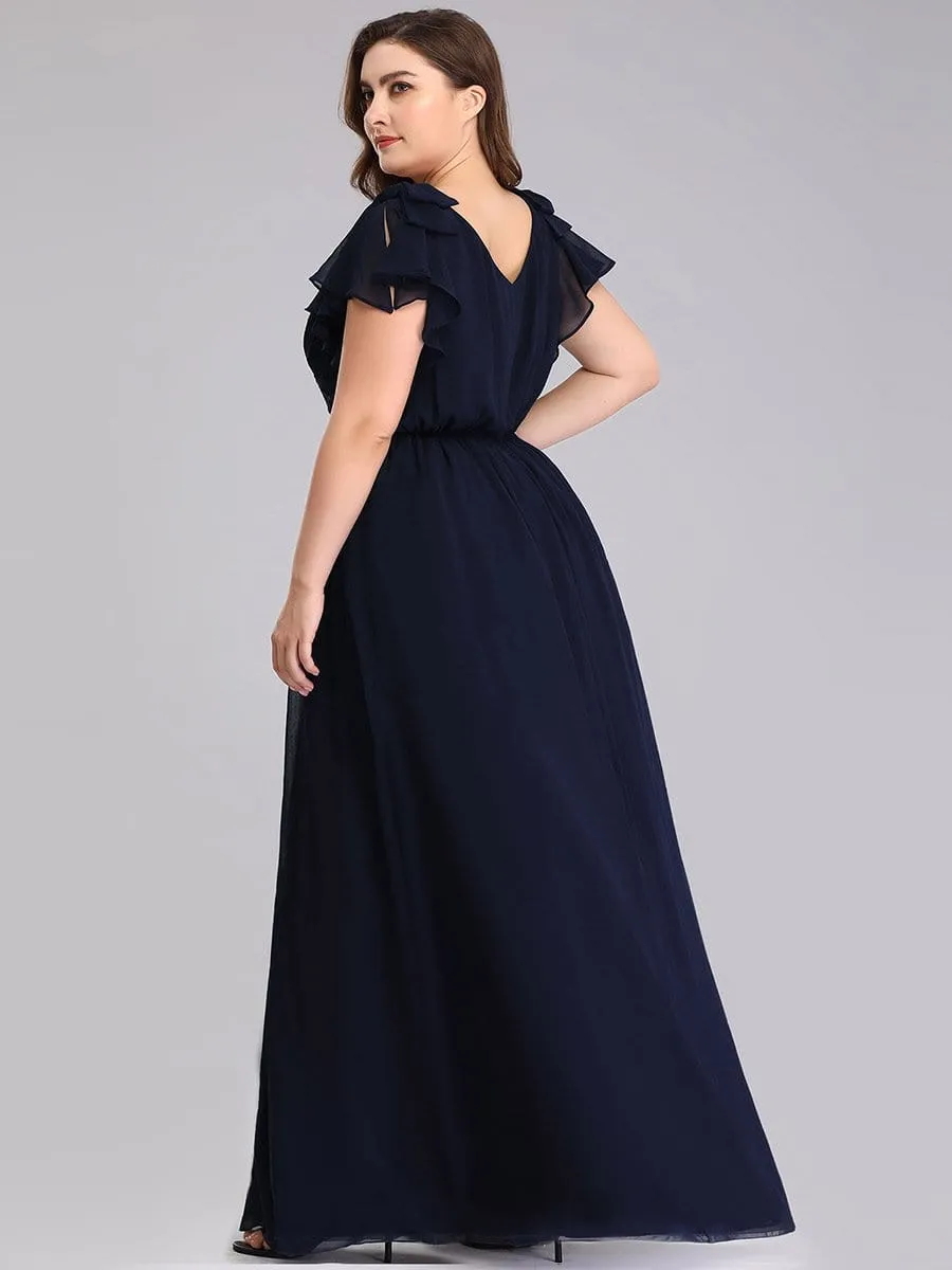 pretty AVELYN|Plus Size Ruched Bodice Formal Evening Dresses with Ruffles Sleeves sold by Ever Pretty product image thumbnail 2