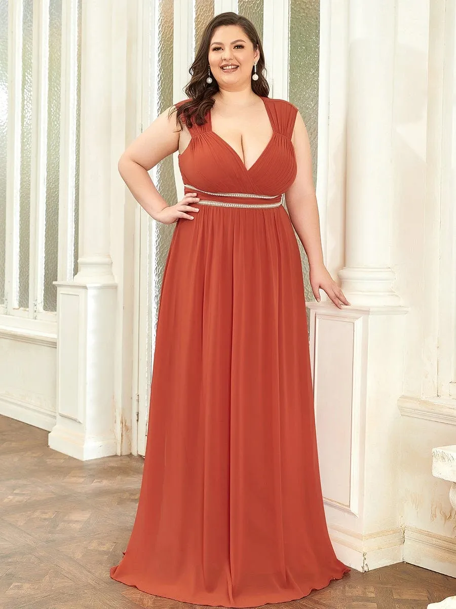Plus Size Sleeveless Beaded Belt Chiffon Formal Evening Dress sold by Ever Pretty product image thumbnail 3