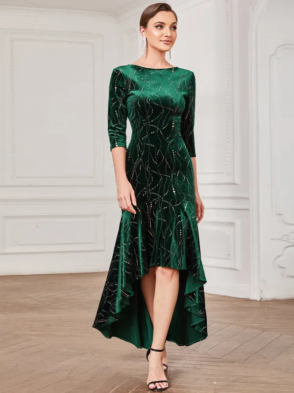 Women's Stylish Bodycon High-Low Velvet Party Dress sold by Ever Pretty