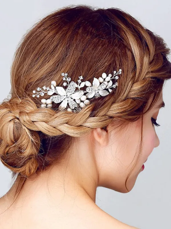 Elegant Handmade Hair Accessories Pearl Rhinestone Hair Comb sold by Ever Pretty