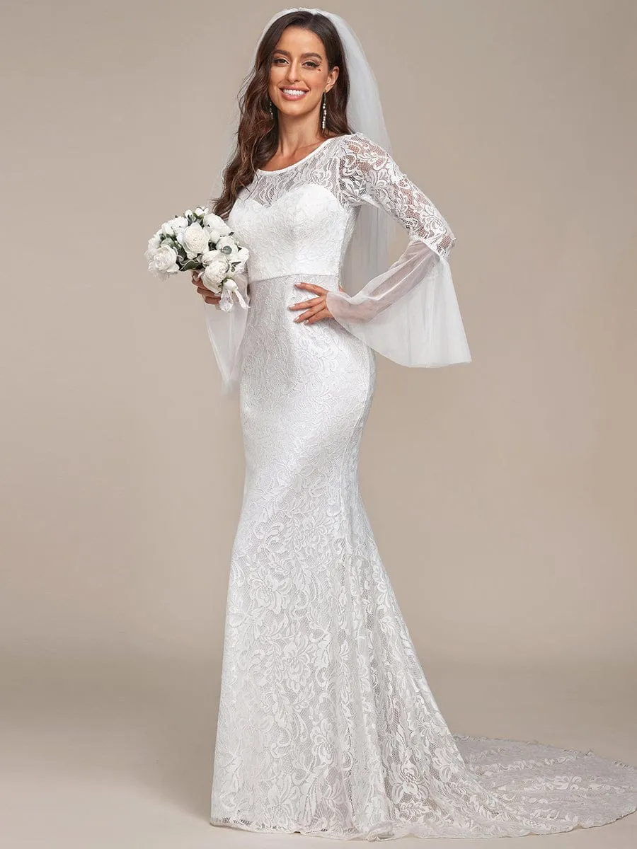 VALENZA'S BRIDE|Sweetheart Long Bell Sleeve Mermaid Wedding Dress sold by Ever Pretty product image thumbnail 4