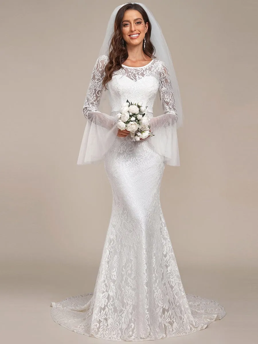 VALENZA'S BRIDE|Sweetheart Long Bell Sleeve Mermaid Wedding Dress sold by Ever Pretty