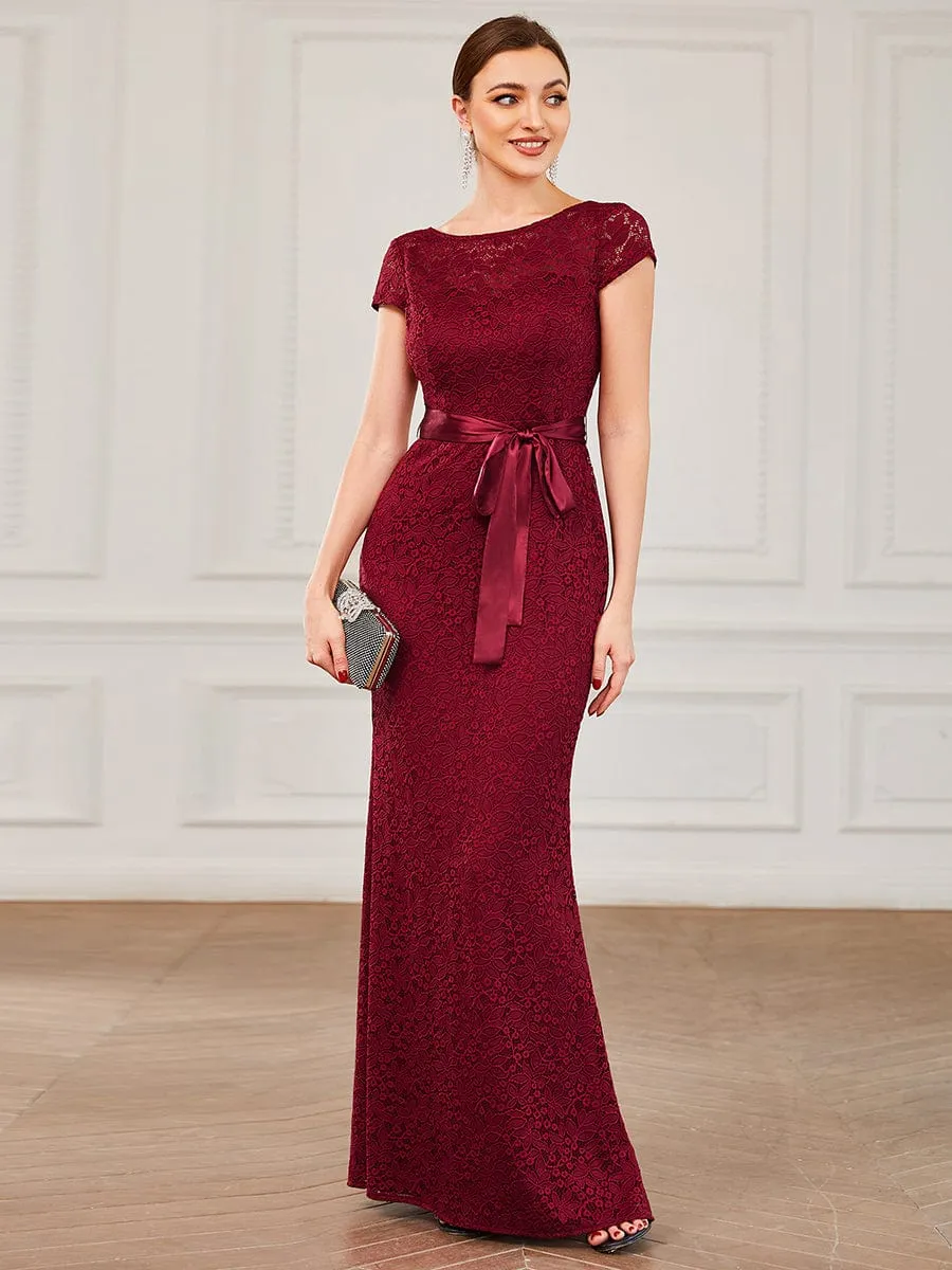 Short Sleeve Ribbon Waist Bodycon Mother of the Bride Dress sold by Ever Pretty product image thumbnail 5