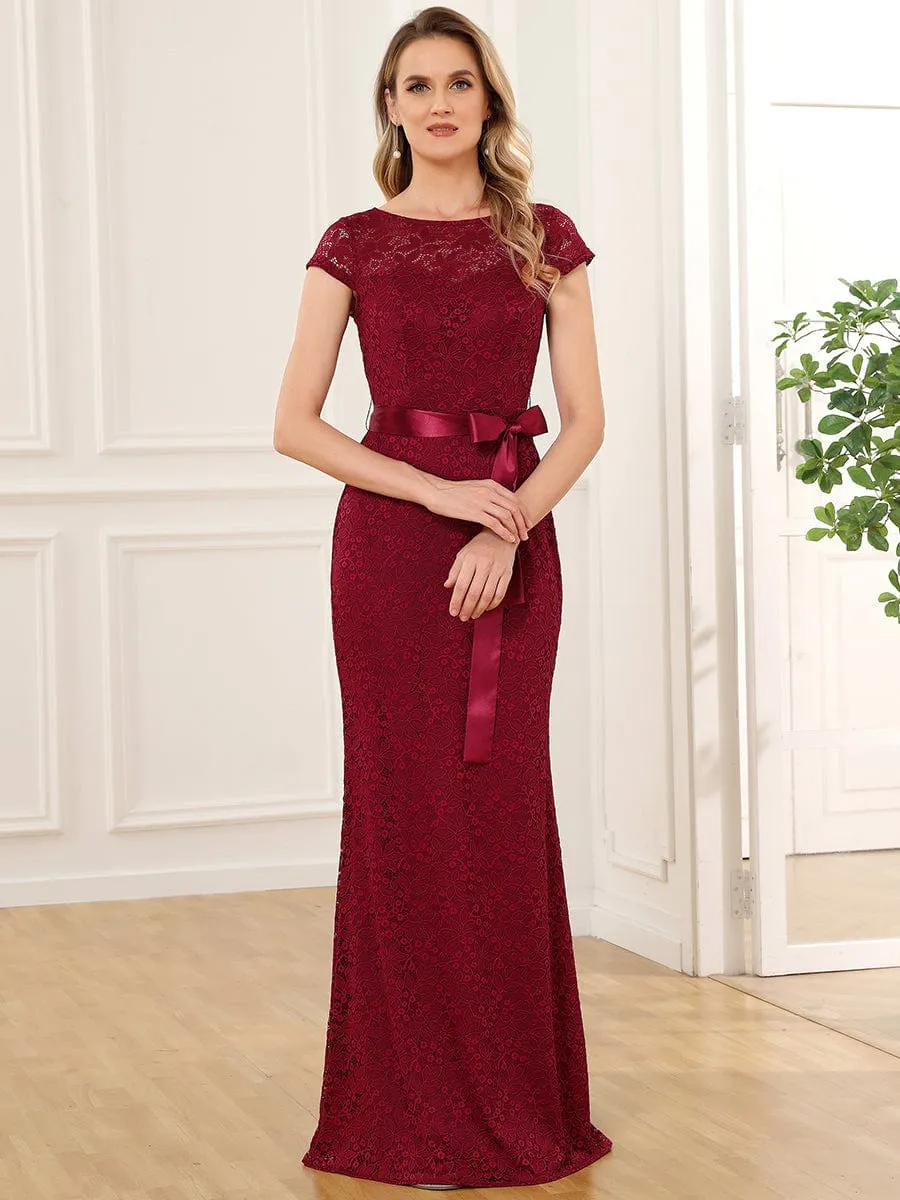 Short Sleeve Ribbon Waist Bodycon Mother of the Bride Dress sold by Ever Pretty product image thumbnail 4