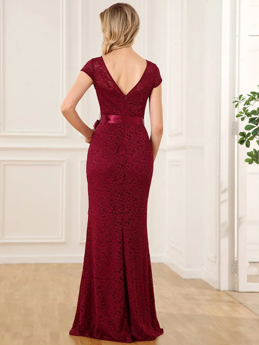 Short Sleeve Ribbon Waist Bodycon Mother of the Bride Dress sold by Ever Pretty product image thumbnail 2